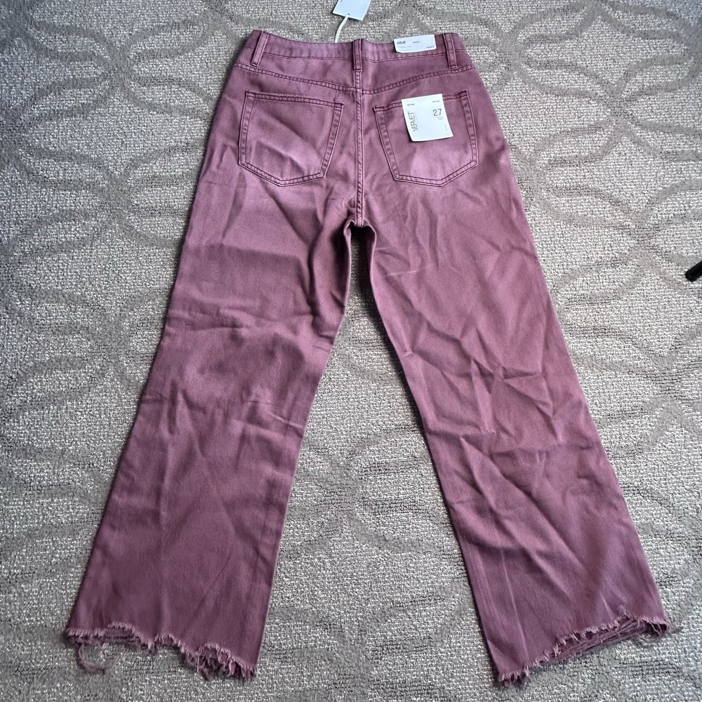 Vervet Leslie Mauve Crop jeans Raw Hem Size 27 NEW 90's VTG. Flare Distressed - Picture 14 of 15